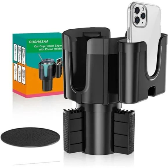 2-in-1-Car-Cup-Holder-Expander-Adapter with Phone Holder - Picture 1 of 7